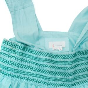 Anthropologie Helena Squared-Neck Tiered Midi Dress Teal Size S
